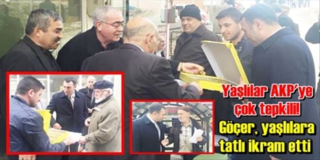 Göçer yaşlılara tatlı ikram etti!