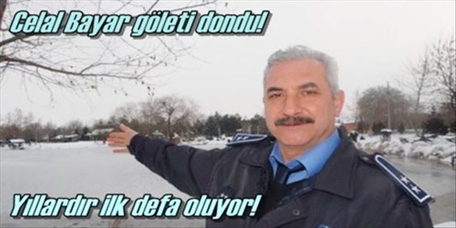 Celal Bayar Parkı Gölü dondu