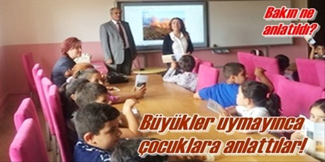 Anız yangını çocuklara anlatılıyor