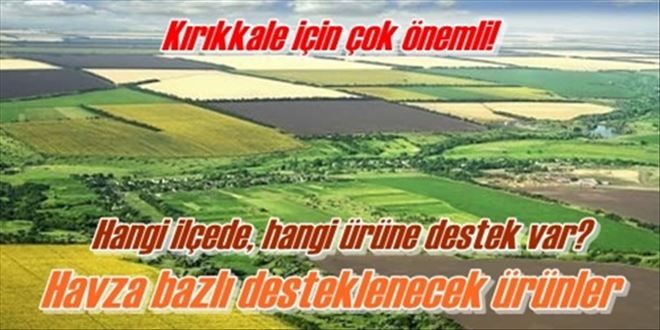 Havza bazlı desteklenecek ürünler