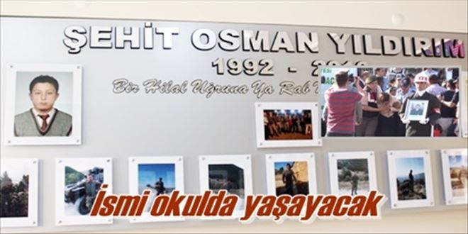 Şehidin İsmi Okula Verildi