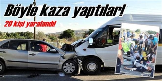İşçi servisi ile otomobil çarpıştı!