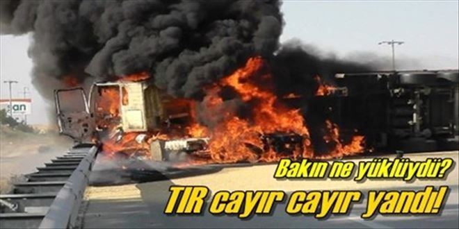 Devrilen TIR alev alev yandı!