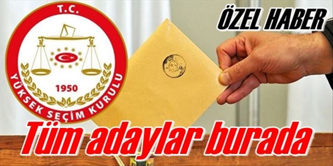 Tüm adaylar burada