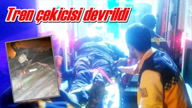 Tren çekicisi devrildi