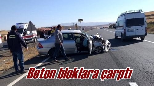 Beton bloklara çarptı