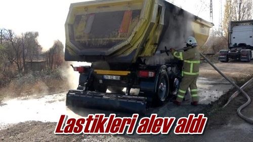 Lastikleri alev aldı