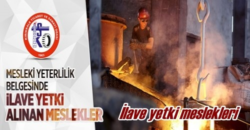 İlave yetki meslekleri 