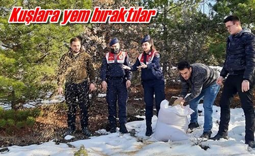 Kuşlara yem bıraktılar
