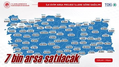 7 bin arsa satılacak