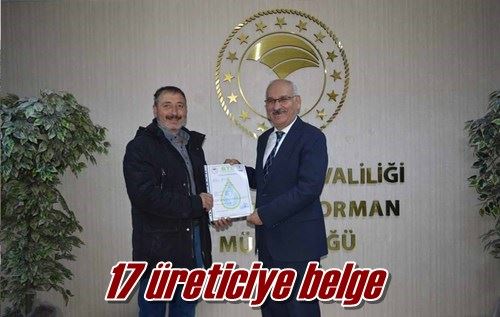 17 üreticiye belge