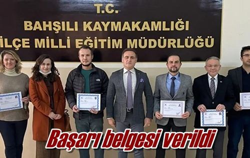 Başarı belgesi verildi