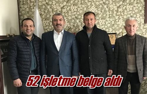 52 işletme belge aldı