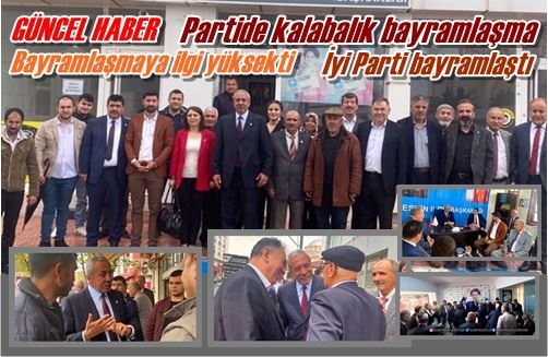 Partide kalabalık bayramlaşma