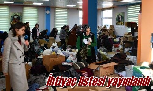 İhtiyaç listesi yayınlandı