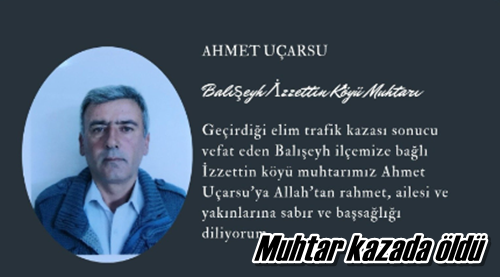 Muhtar kazada öldü