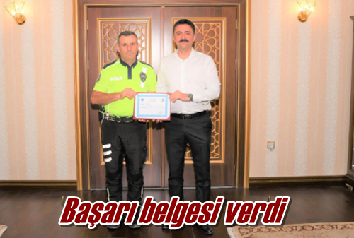 Başarı belgesi verdi