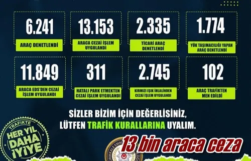 13 bin araca ceza