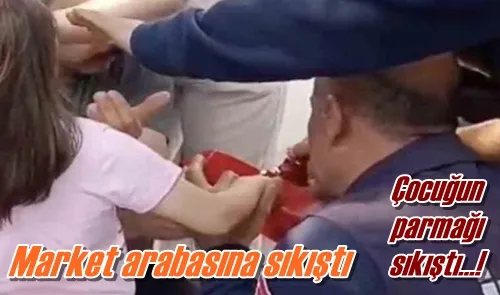 Market arabasına sıkıştı