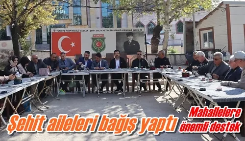 Şehit aileleri bağış yaptı
