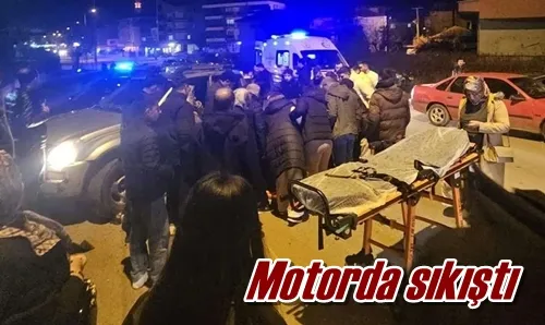 Motorda sıkıştı