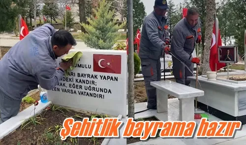 Şehitlik bayrama hazır