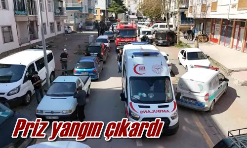 Priz yangın çıkardı