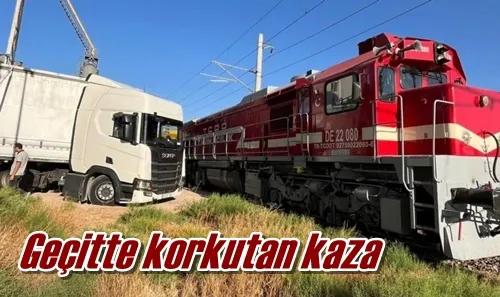 Geçitte korkutan kaza