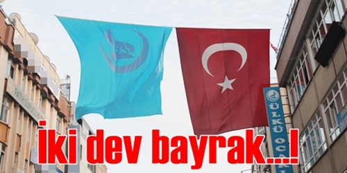 Ülkü ocağından dev bayrak