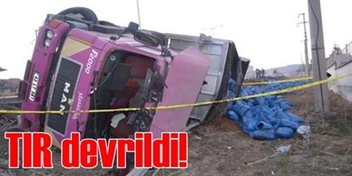 Kömür yüklü TIR devrildi