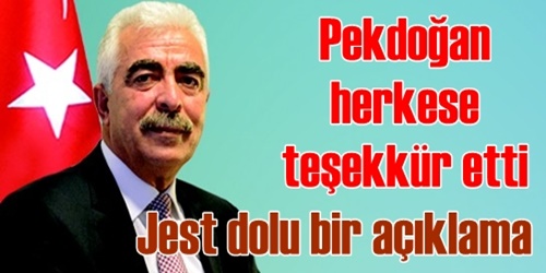 Pekdoğan teşekkür etti